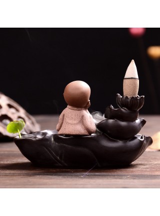 Керамическая горелка для конусов благовония с монахом