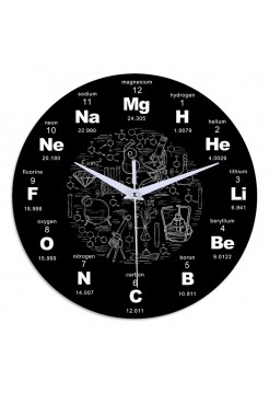 Настенные часы с химическими элементами оформления 