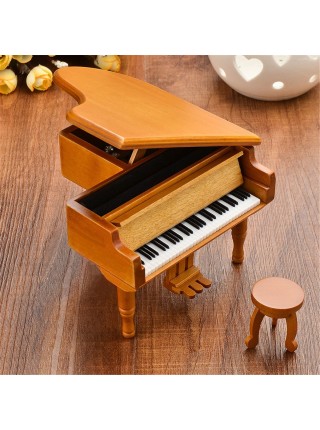 Деревянная классическая музыкальная шкатулка рояль 