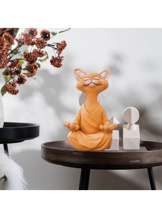 Настольная фигурка медитирующий будда кот